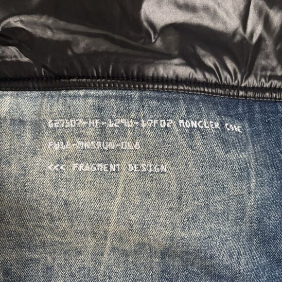 MONCLER Genius 7 Moncler Fragment Navy Shady Down Denim Jacket Authentic Size XL - Picture 8 of 16